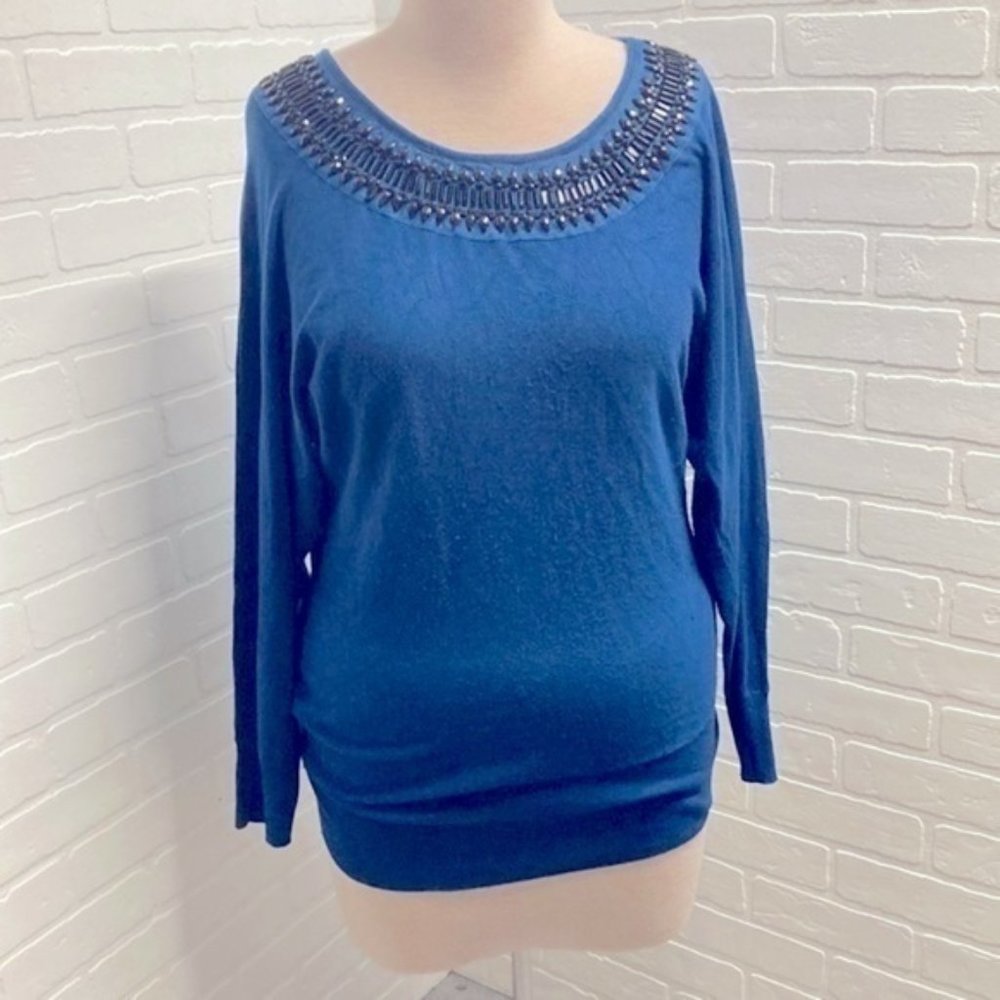 Lane Bryant Blue Sweater sz 18/20 with beaded design